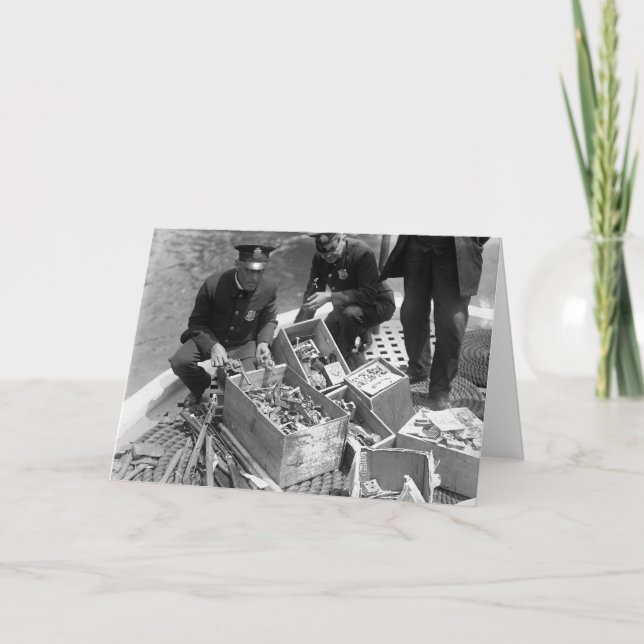 Police Destroying Gun Stash, 1923 Card (Front)