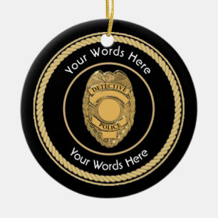 Police Detective Badge Universal Ceramic Tree Decoration