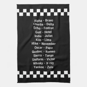 Police Dispatch Emergency Phonetic Alphabet Tea Towel