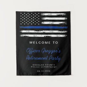 Police Distressed Thin Blue Line Retirement  Tapestry