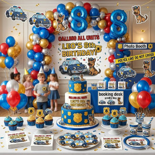 Police Dog Calling All Units Boy Birthday Napkin