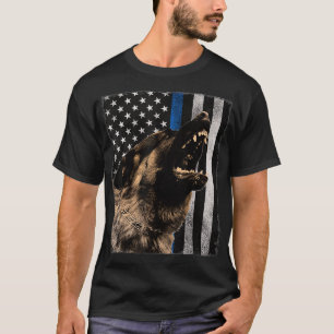 Police Dog Handler Blue Line German Sheperd T-Shirt