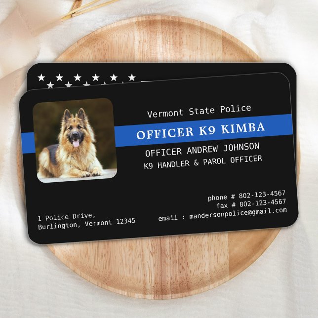 Police Dog K9 Unit Premium Thin Blue Line Business Card (Creator Uploaded)