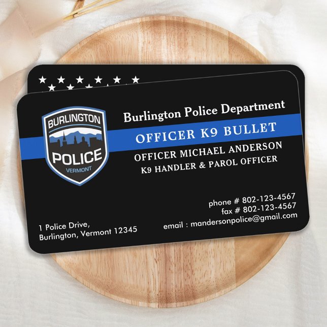 Police Dog K9 Unit Thin Blue Line Police Officer Business Card (Creator Uploaded)