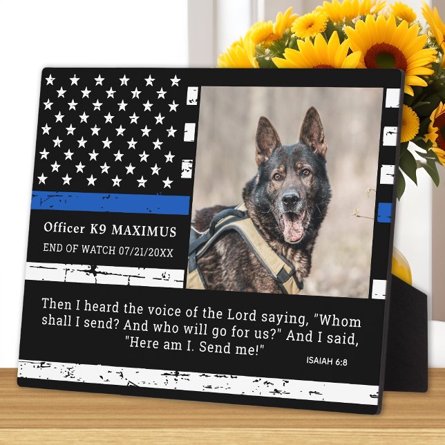 Police Dog Thin Blue Line Officer K9 Memorial  Plaque (Creator Uploaded)