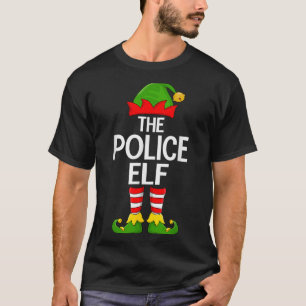 Police Elf Xmas Matching Family Elf Squad Christma T-Shirt