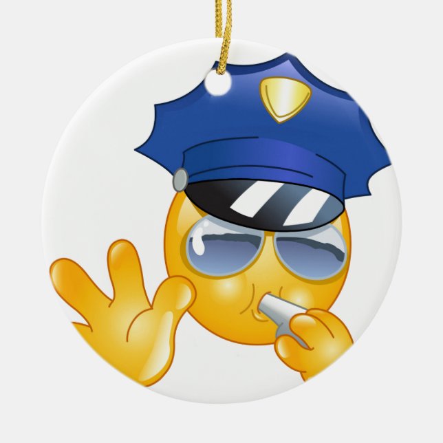 police emoji ceramic tree decoration (Front)