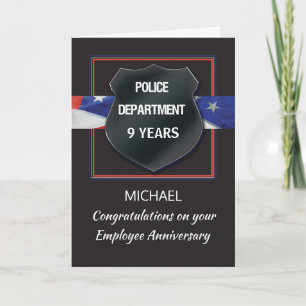 Police Employee 9 Year Personalise Anniversary Card