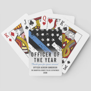 Police Employee of the Year Blue Line Flag Playing Cards