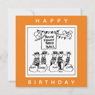 Police Fancy Dress Ball Cartoon Card