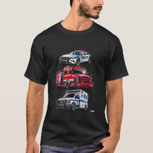 Police Fire Truck Ambulance car First Responders T-Shirt