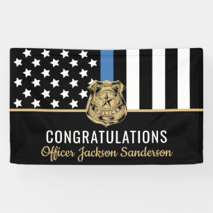 Police Flag Blue Line Congrats Retirement Party Banner