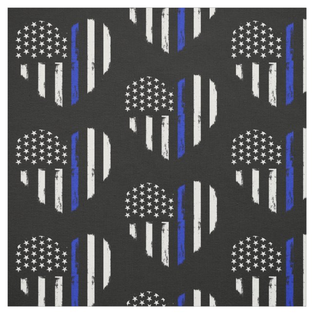 Police Flag Heart Fabric (Swatch)