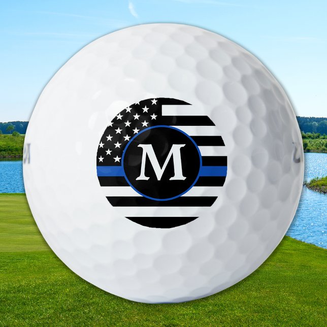 Police Flag Personalised Monogram Thin Blue Line Golf Balls (Creator Uploaded)