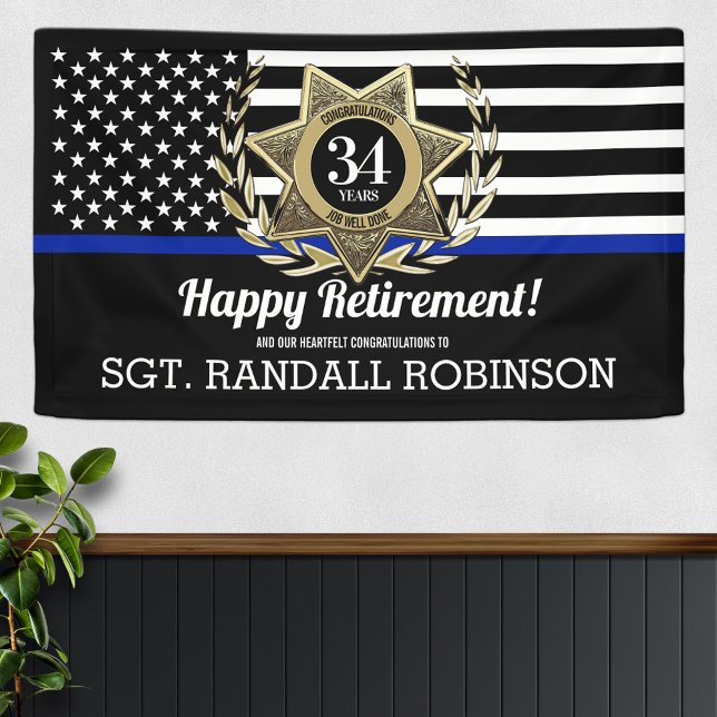 Police Flag Thin Blue Line Happy Retirement Banner (Creator Uploaded)