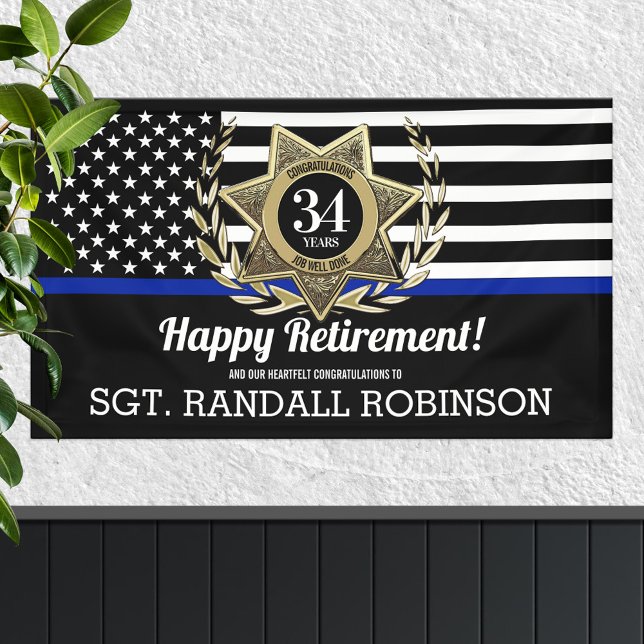 Police Flag Thin Blue Line Happy Retirement Banner (Creator Uploaded)