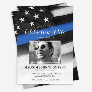 Police Funeral Memorial Photo Invitation