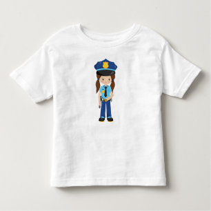 Police Girl, Police Officer, Cop, Brown Hair Toddler T-Shirt