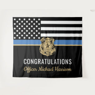 Police Graduation Blue Line Flag Congratulations Tapestry