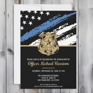 Police Graduation Blue Line Flag Law Enforcement Invitation
