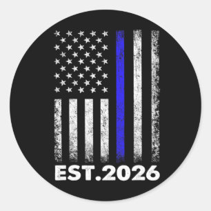 Police Graduation Est 2026 Thin Blue Line Police A Classic Round Sticker