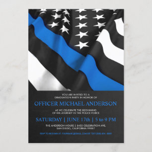 Police Graduation Invitations   USA Flag