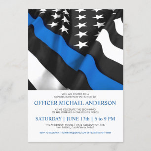 Police Graduation Invitations   USA Flag