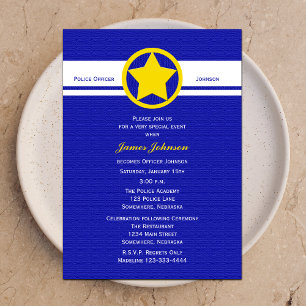 Police Graduation Invitations Yellow Police Badge