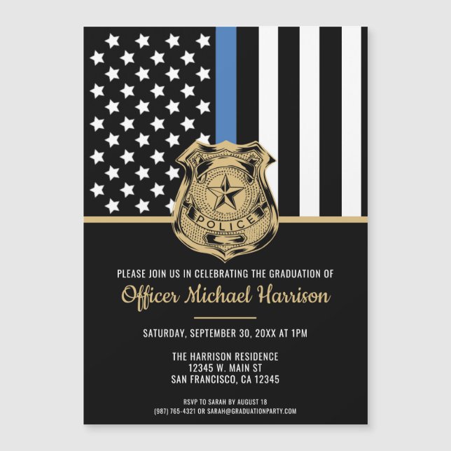 Police Graduation Law Enforcement Academy Magnetic Invitation (Front)
