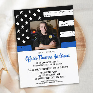 Police Graduation Law Enforcement Photo Invitation Postcard