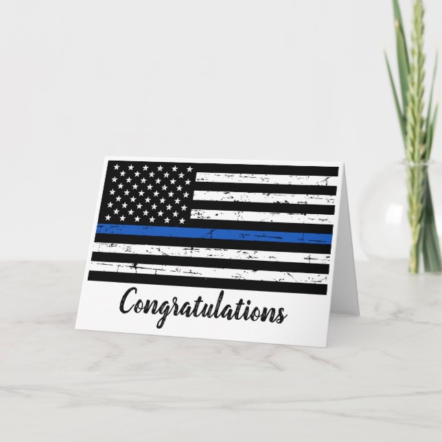Police Graduation  Law Enforcement Thin Blue Line Card (Front)