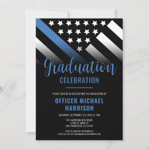 Police Graduation Party Blue Line Law Enforcement Invitation