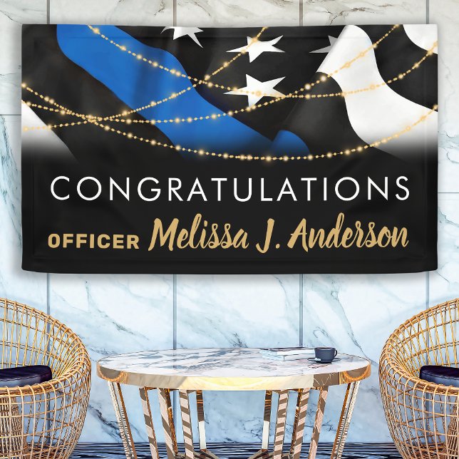 Police Graduation Party Gold Thin Blue Line Banner (Creator Uploaded)