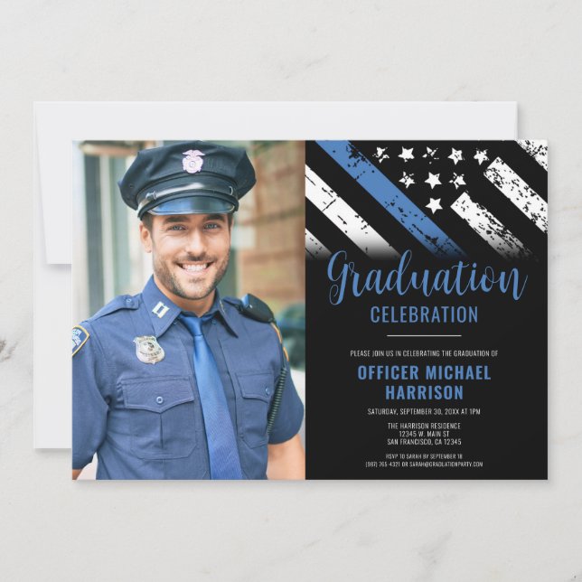 Police Graduation Party Law Enforcement Photo Invitation (Front)