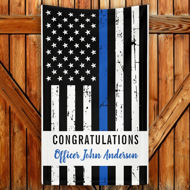 Police Graduation Party Thin Blue Line Banner (Creator Uploaded)