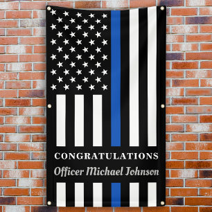 Police Graduation Personalise Thin Blue Line Party Banner