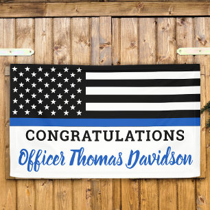 Police Graduation Thin Blue Line Congratulations Banner