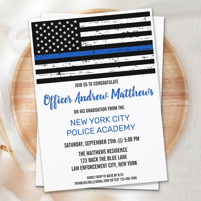 Police Graduation Thin Blue Line Law Enforcement Invitation (Creator Uploaded)