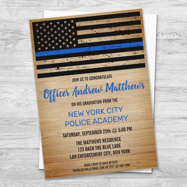 Police Graduation Thin Blue Line Law Enforcement Invitation (Creator Uploaded)