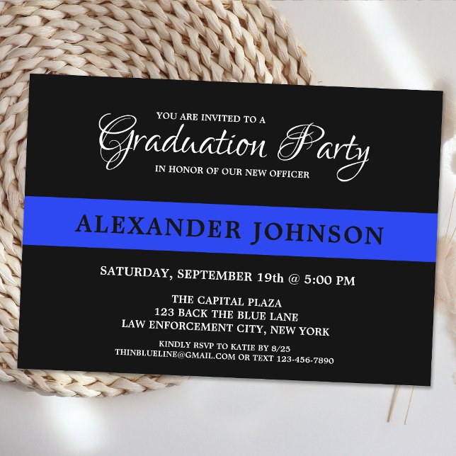 Police Graduation Thin Blue Line Party Invitation (Creator Uploaded)