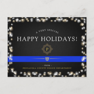 Police Happy Holidays | Christmas Custom Holiday Postcard