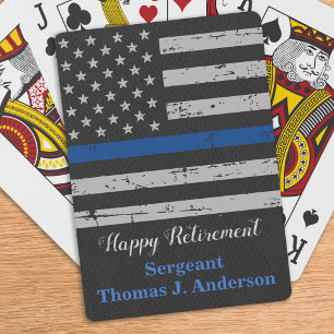 Police Happy Retirement Flag Thin Blue Line Playing Cards