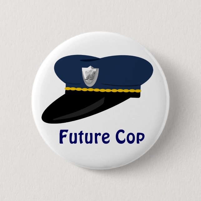 Police Hat Future Cop Theme Party Favour 6 Cm Round Badge (Front)