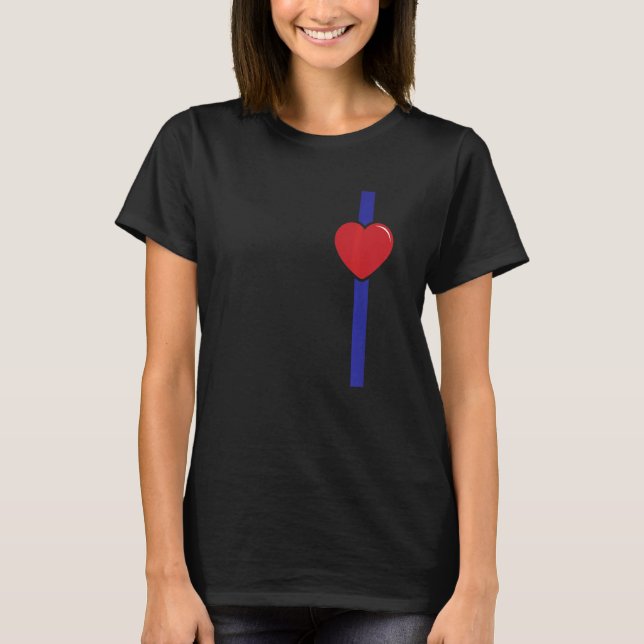 Police Heart Blue Line Valentines Day Love Cop Off T-Shirt (Front)