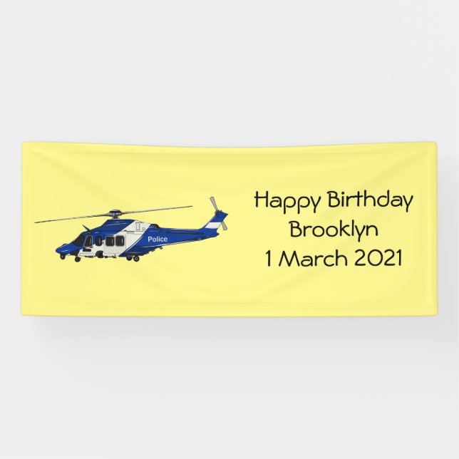 Police helicopter cartoon illustration banner (Horizontal)