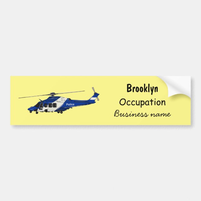 Police helicopter cartoon illustration bumper sticker (Front)