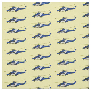 Police helicopter cartoon illustration  fabric
