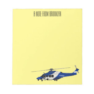 Police helicopter cartoon illustration  notepad