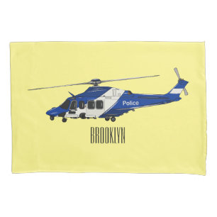 Police helicopter cartoon illustration  pillowcase
