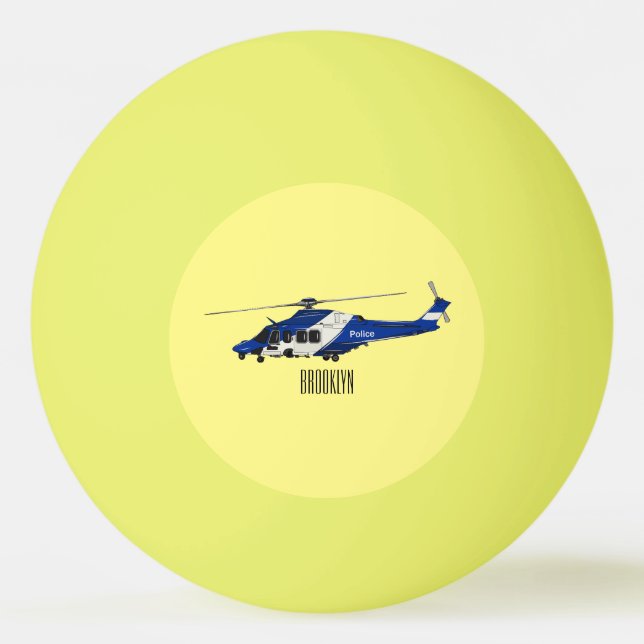 Police helicopter cartoon illustration  ping pong ball (Front)